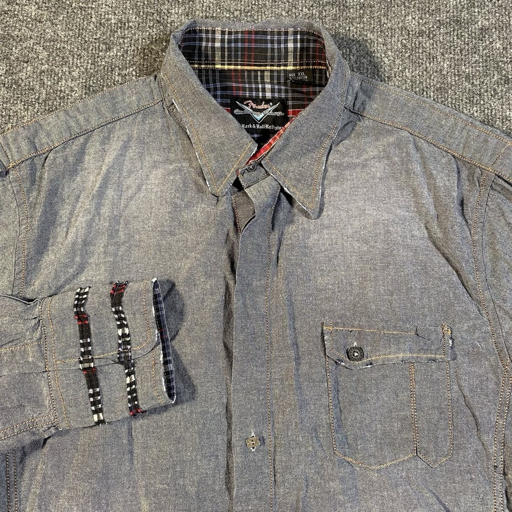 Fender Custom Shop Rock & Roll Religion Chambray Button Shirt Mens Size 2XL